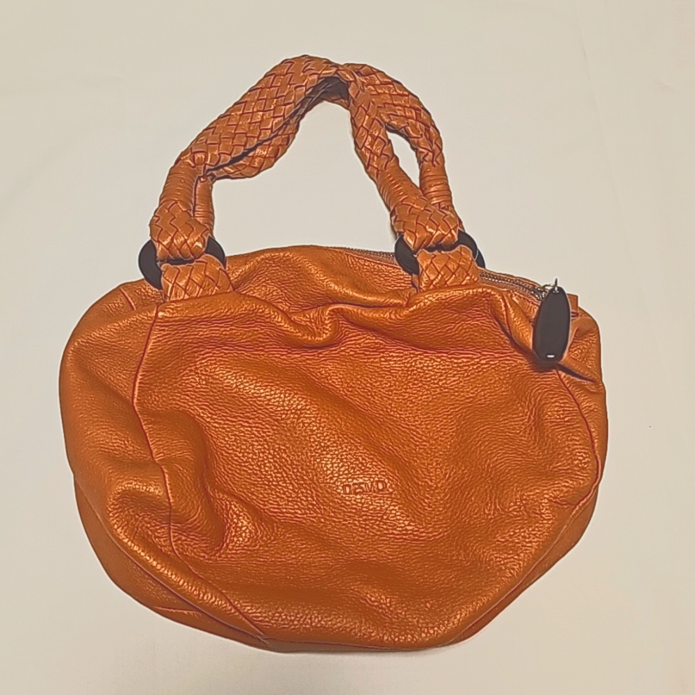 Desmo Orange Leather Hobo Bag Made in Italy